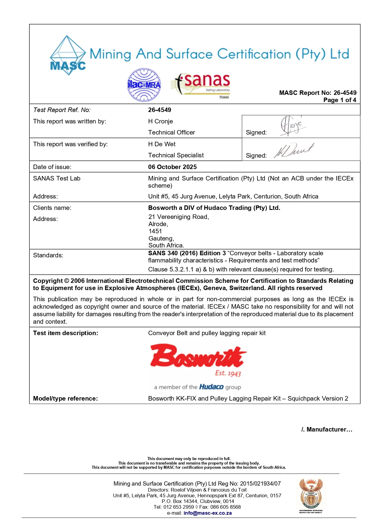 Masc Permit 100mr SANS 60598